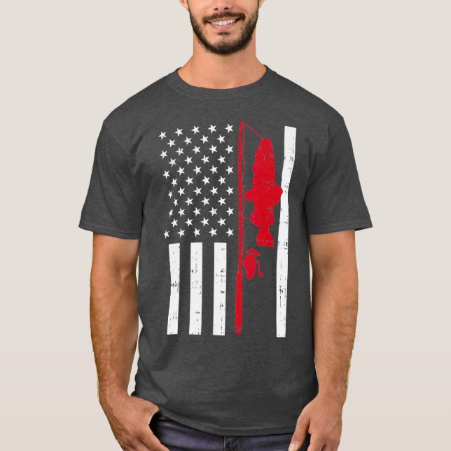 Camiseta Bandera Roja Fish Firefighter Fishing Patriotic (Anverso)