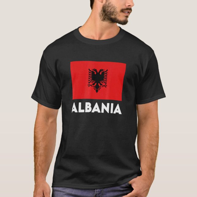 Camiseta Bandera roja negra de Albania (Anverso)