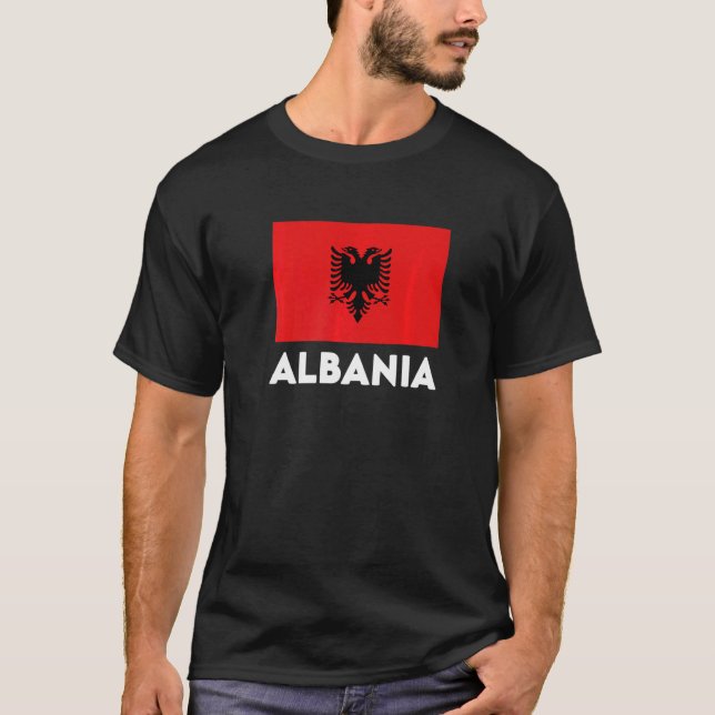 Camiseta Bandera roja negra de Albania (Anverso)
