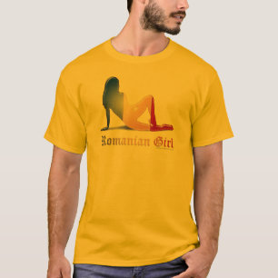 Camiseta Bandera rumana de la silueta del chica
