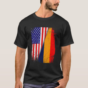 Camiseta Bandera rumana y patriota de bandera estadounidens
