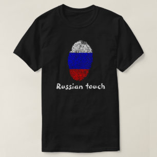 Camiseta Bandera rusa de la huella dactilar del tacto