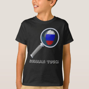 Camiseta Bandera rusa de la huella dactilar del tacto