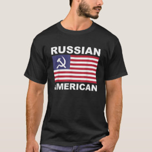 Camiseta Bandera rusa estadounidense Orgullo estadounidense