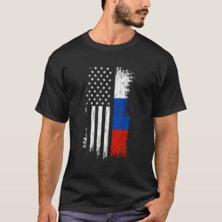 Camiseta Bandera Rusa Estadounidense Orgullo Hoodie Rusia U