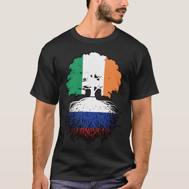 Camiseta Bandera rusa irlandesa de árboles (Anverso)