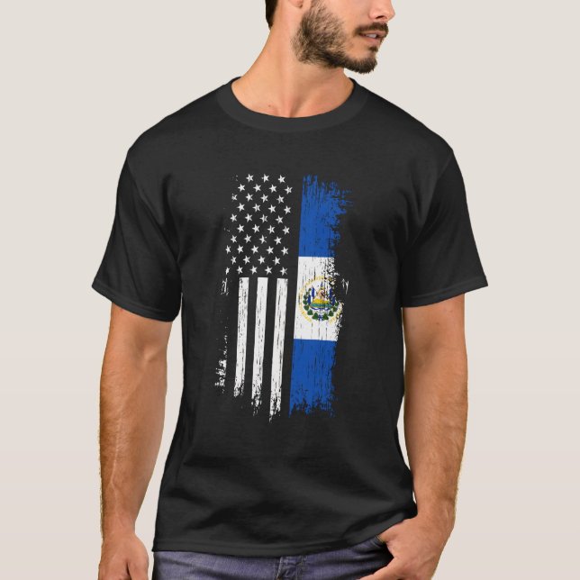 Camiseta Bandera Salvadoreña Americana Orgullo El Salvador (Anverso)
