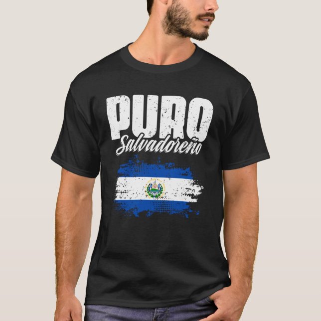 Camiseta Bandera salvadoreña clásica Puro salvadoreño El Sa (Anverso)