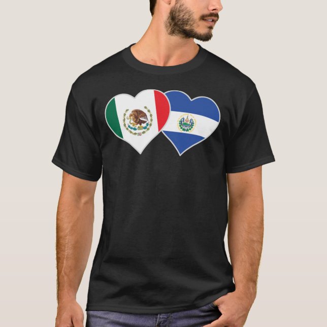 Camiseta Bandera Salvadoreña Mexicana Corazón de México El  (Anverso)