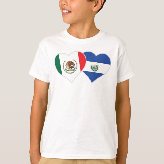 Camiseta Bandera Salvadoreña Mexicana Corazón de México El  (Anverso)