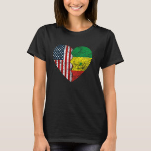 Camiseta Bandera Senegalesa Americana Corazón de Estados Un