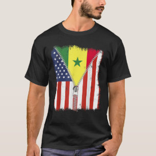 Camiseta Bandera senegalesa senegalesa norteamericana zip