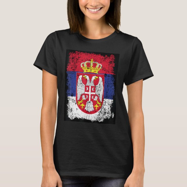 Camiseta Bandera Serbia Escudo De Armas Águila Serbia Serbi (Anverso)
