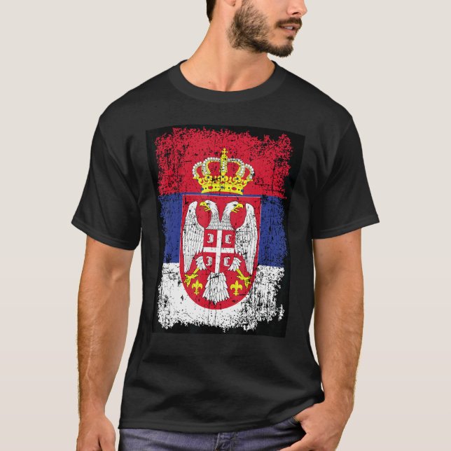 Camiseta Bandera Serbia Escudo De Armas Águila Serbia Serbi (Anverso)