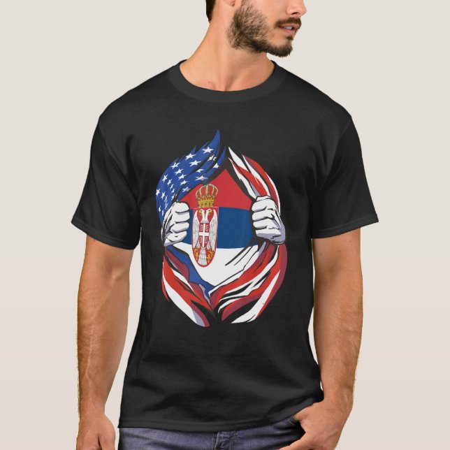 Camiseta Bandera Serbia Orgullosa De Mi Herencia Serbia (Anverso)