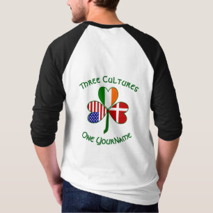 Camiseta Bandera Shamrock Estadounidense Irlandesa Danesa