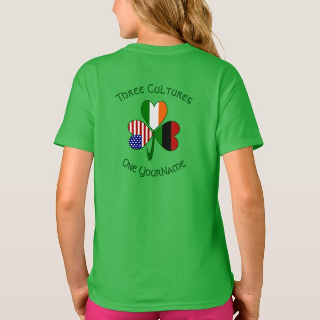 Camiseta Bandera Shamrock irlandesa afroamericana personali (Reverso)