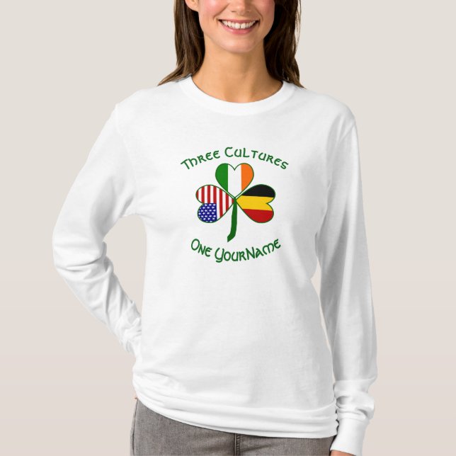 Camiseta Bandera Shamrock norteamericana belga personalizad (Anverso)