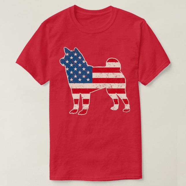 Camiseta Bandera Shiba Inu norteamericana 4 de julio para h (Diseño del anverso)