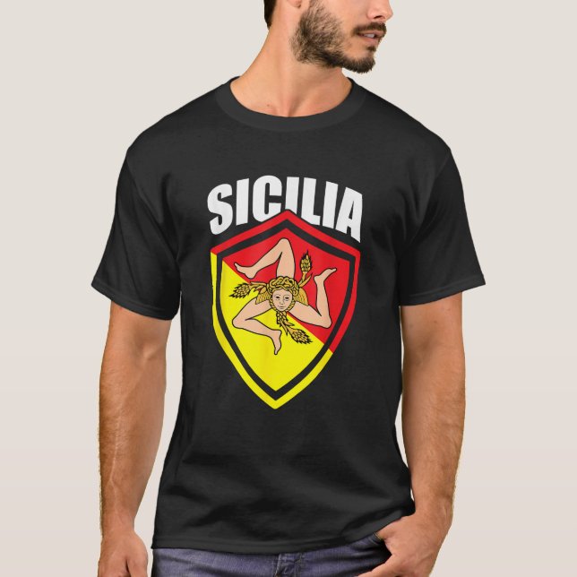 Camiseta Bandera Sicilia Sicilia Palermo Italia T Shirt (Anverso)