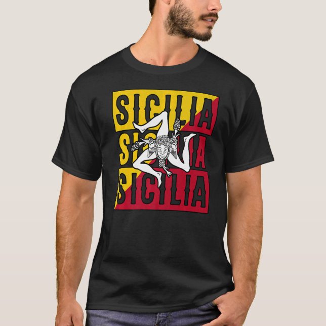 Camiseta Bandera Sicilia Sicily Palermo Italia (Anverso)