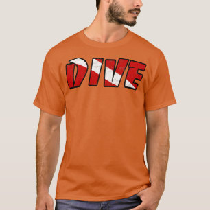 Camiseta Bandera simple de buceo Scuba Buceando varita roja