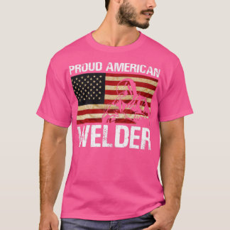 Camiseta Bandera soldadora norteamericana orgullosa