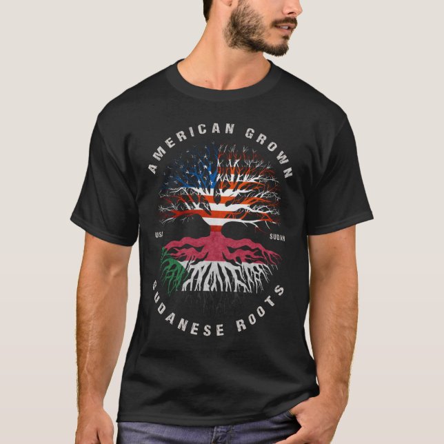 Camiseta Bandera sudanesa cultivada en Estados Unidos (Anverso)