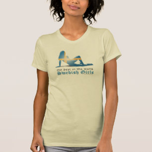 Camiseta Bandera sueca de la silueta del chica