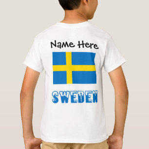 Camiseta Bandera Sueca de Suecia Negra Personalización