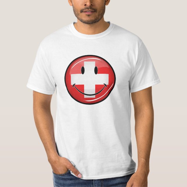 Camiseta Bandera suiza sonriente (Anverso)