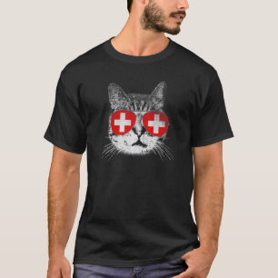 Camiseta Bandera Suiza Suiza Orgullo Gato Raíces País
