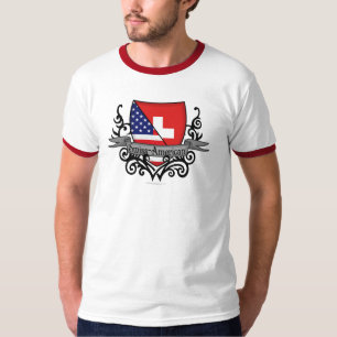Camiseta Bandera Suizo-Americana del escudo