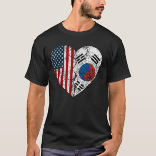 Camiseta Bandera surcoreana norteamericana corazón a Estado