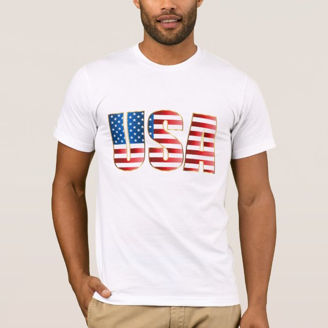 Camiseta Bandera T-Shirt-USA de Mens Bella Canvas (Anverso)