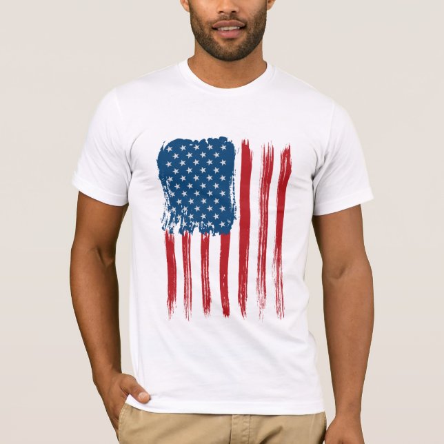Camiseta Bandera T-Shirt-USA de Mens Bella Canvas (Anverso)