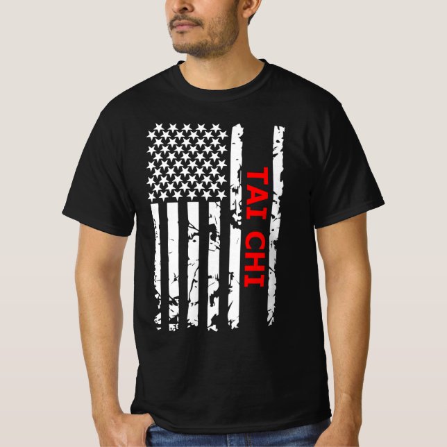 Camiseta Bandera Tai Chi Guay Blanco Y Negro De Los Estados (Anverso)