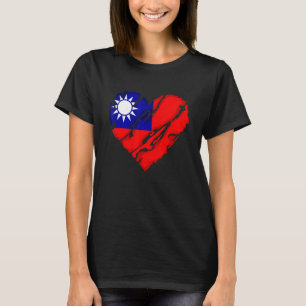 Camiseta Bandera taiwanesa de corazón lindo amo Taiwán