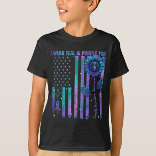 Camiseta Bandera Teal Morado De Ee. UU. De América Prevenci