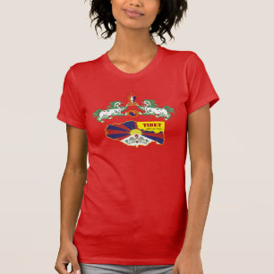 Camiseta Bandera tibetana y tibetana, leones de nieve, mapa