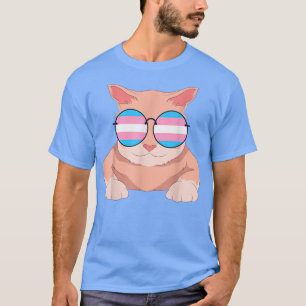 Camiseta Bandera transexual de gato orgullosa Trans gafas d