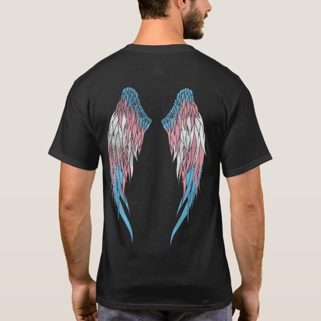 Camiseta Bandera transgénero - Angel Wings (Reverso)