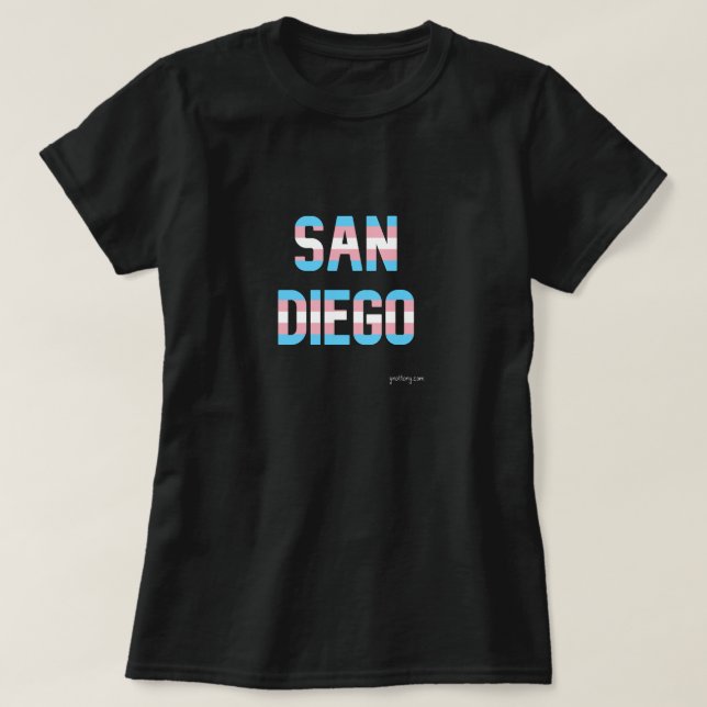 Camiseta Bandera transgénero del Orgullo de San Diego (Diseño del anverso)