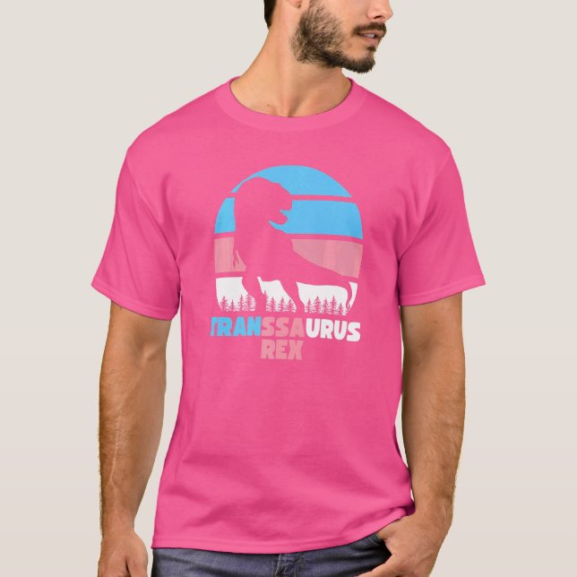 Camiseta Bandera Transgénero Transsaurus Rex Para El Orgull (Anverso)