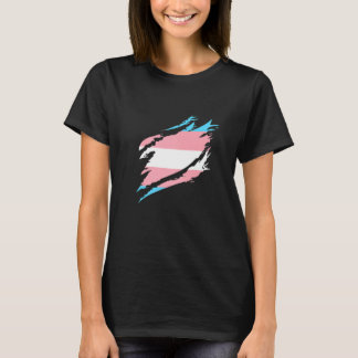 Camiseta Bandera Transsexual Mitad Bandera Vintage Transgén
