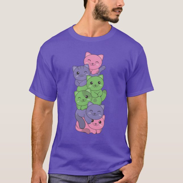 Camiseta Bandera Trigénero Gato Orgullo Lgbtq Cute Gato Niñ (Anverso)