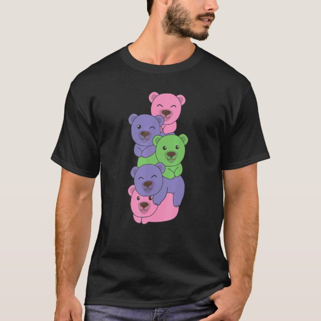Camiseta Bandera Trigénero Pile Pride Lgbtq Oso Cute Trigen (Anverso)