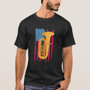 Camiseta Bandera Tuba Americana Marcha Banda Tuba Jugador E