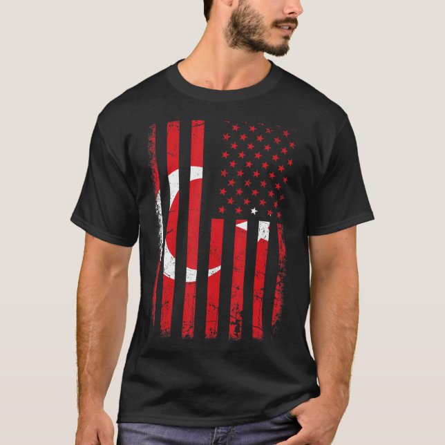 Camiseta Bandera Turca Americana Turquía América Orgullo He (Anverso)