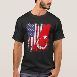 Camiseta Bandera turca de media bandera estadounidense en T